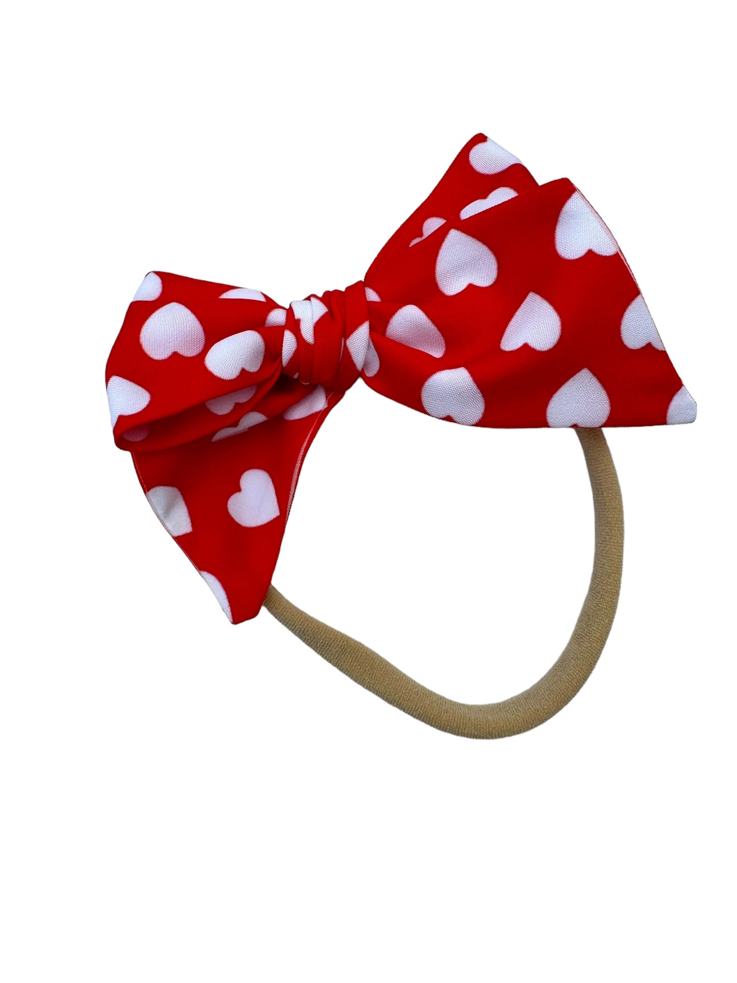 Red White Hearts Hair Bows