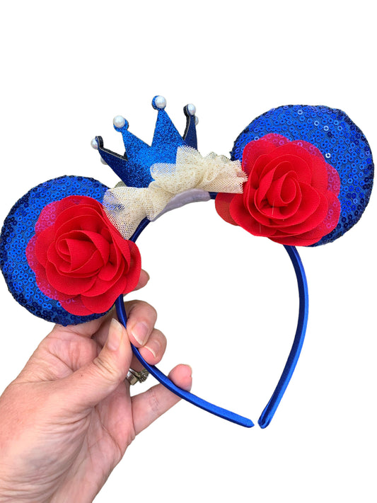 Blue and Red Mouse Ear Headband