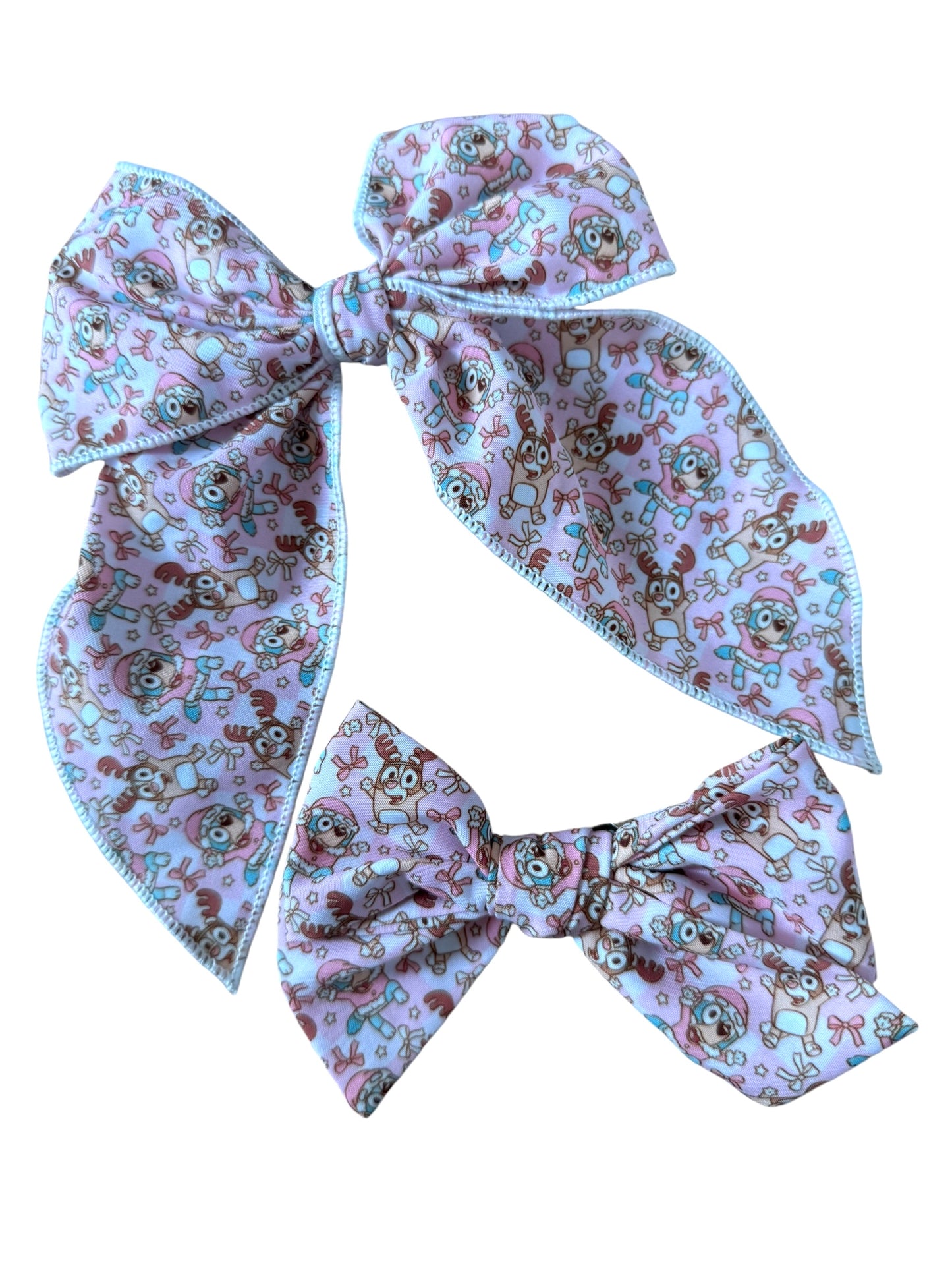 Pink Christmas Blue Dog Hair Bows