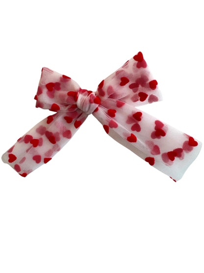 *New Tulle Heart Hair Bows