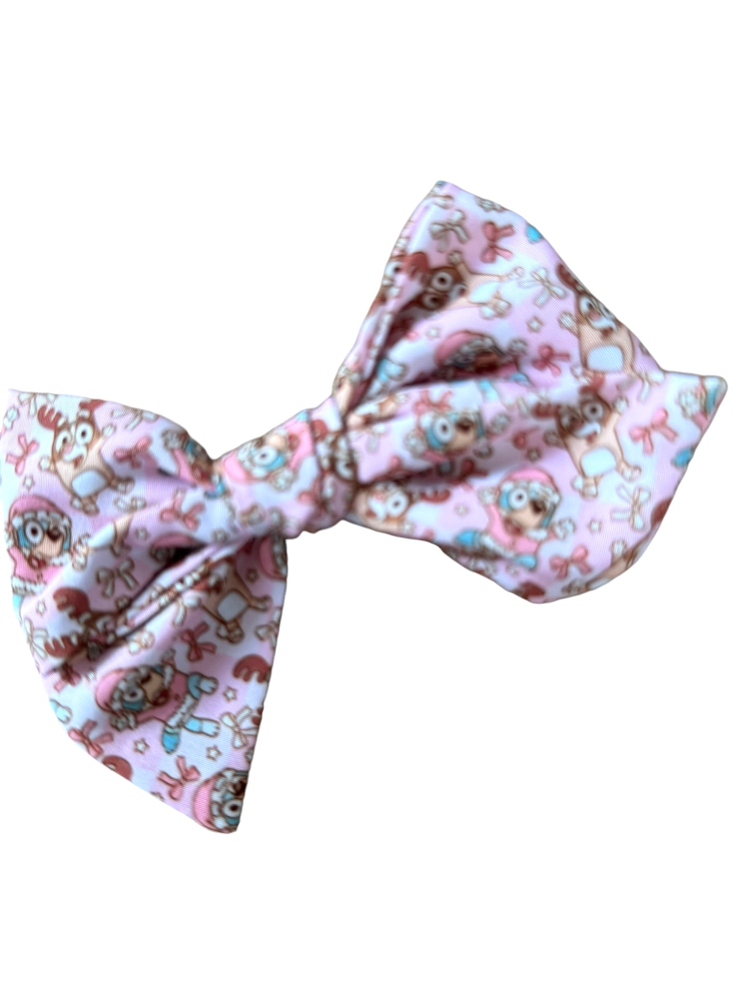 Pink Christmas Blue Dog Hair Bows