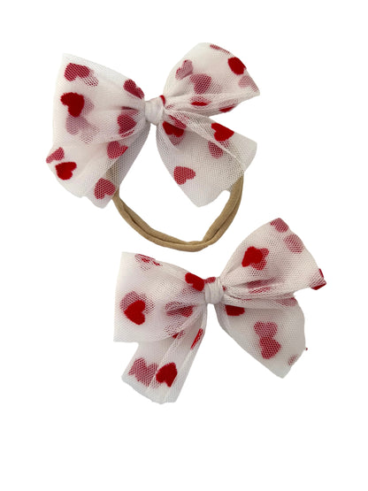 Tulle Heart Hair Bows