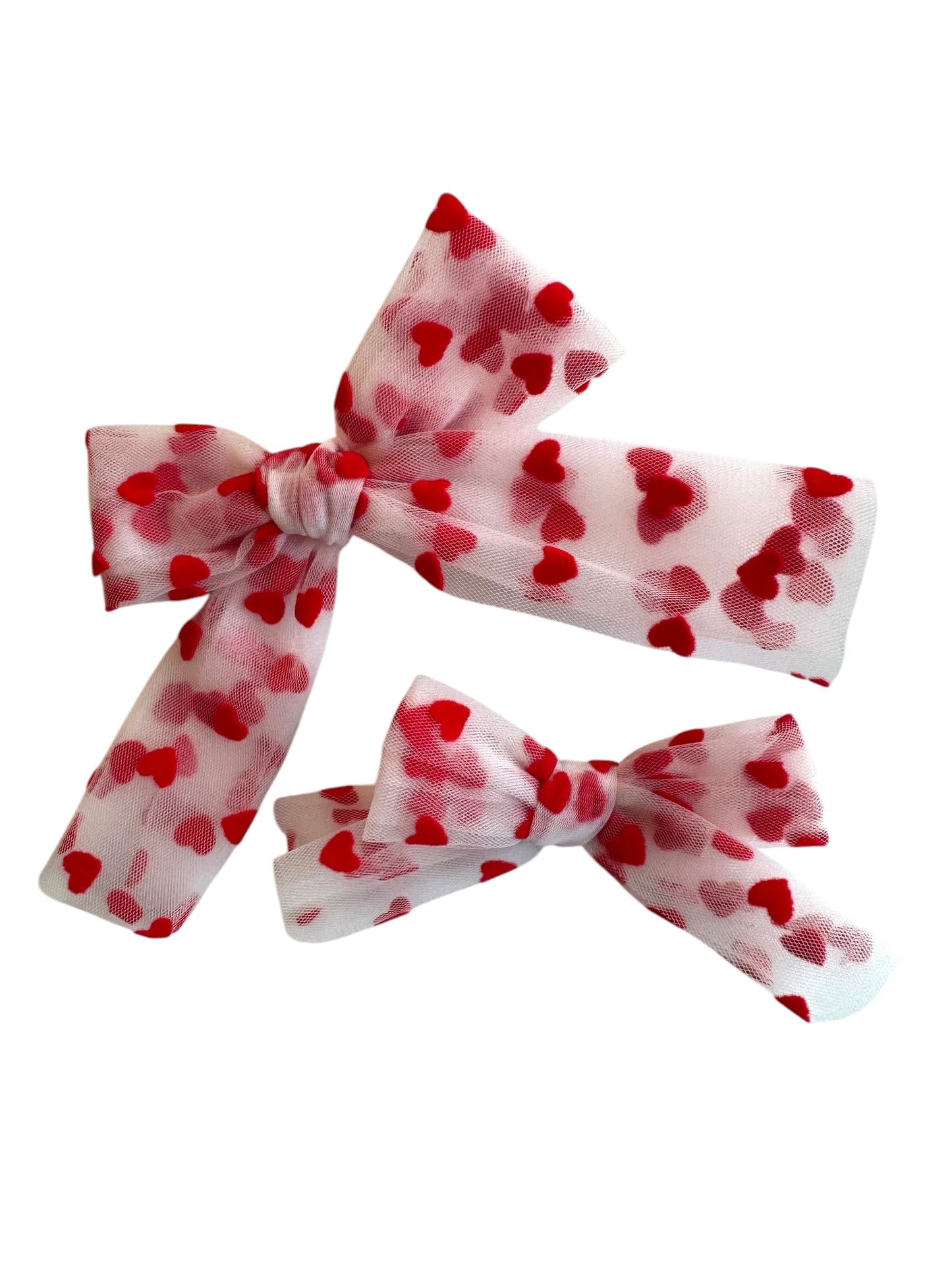 *New Tulle Heart Hair Bows