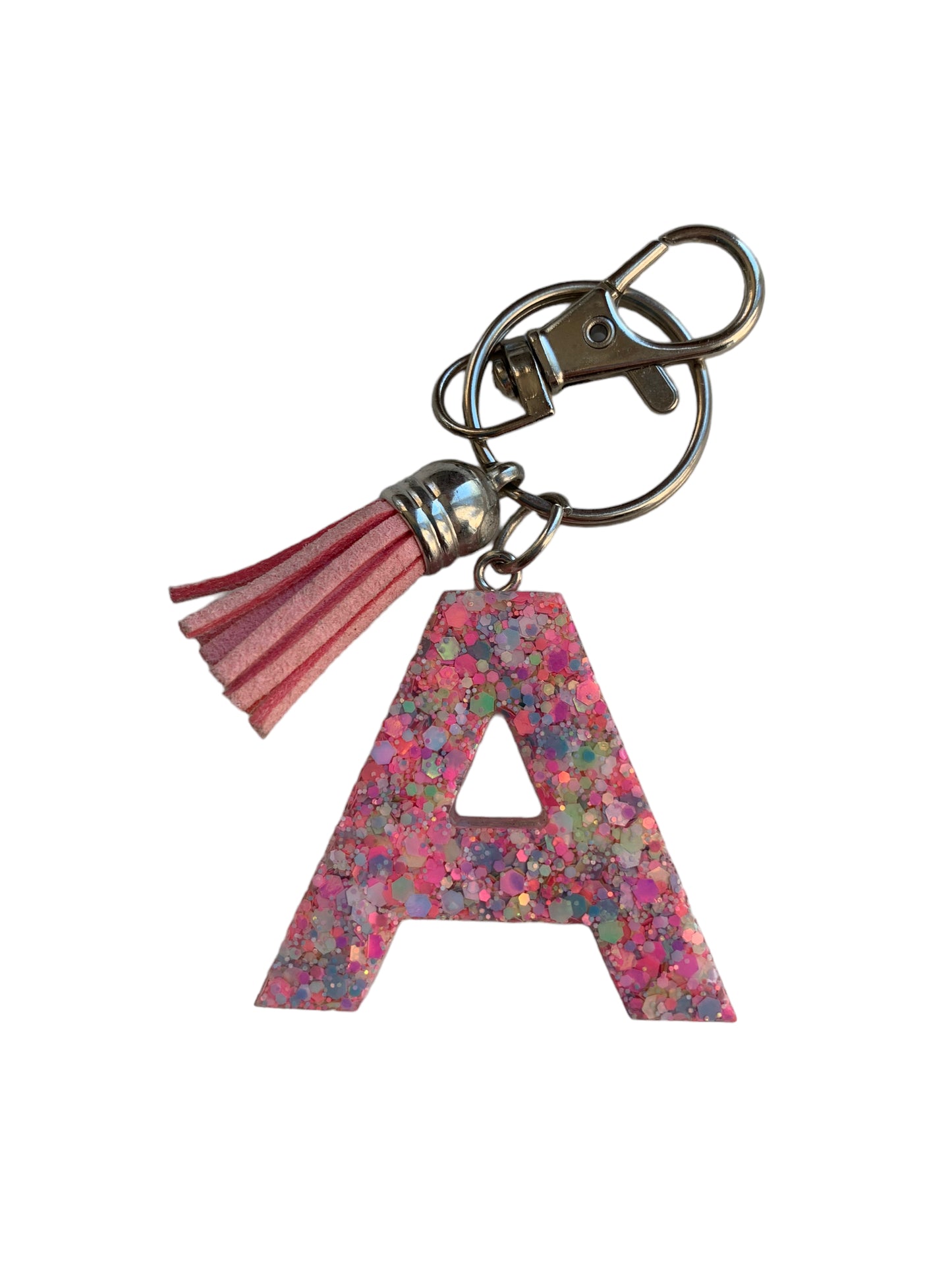 Pink Confetti Resin Letter Keychains