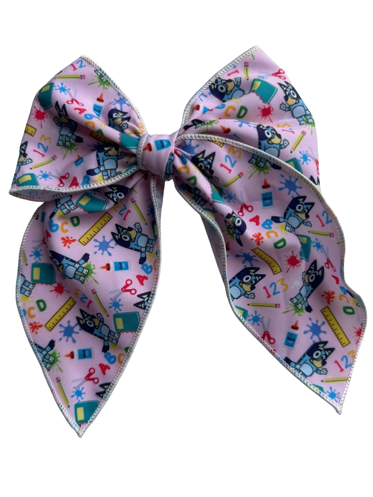 Blue Dog School Hair Bow