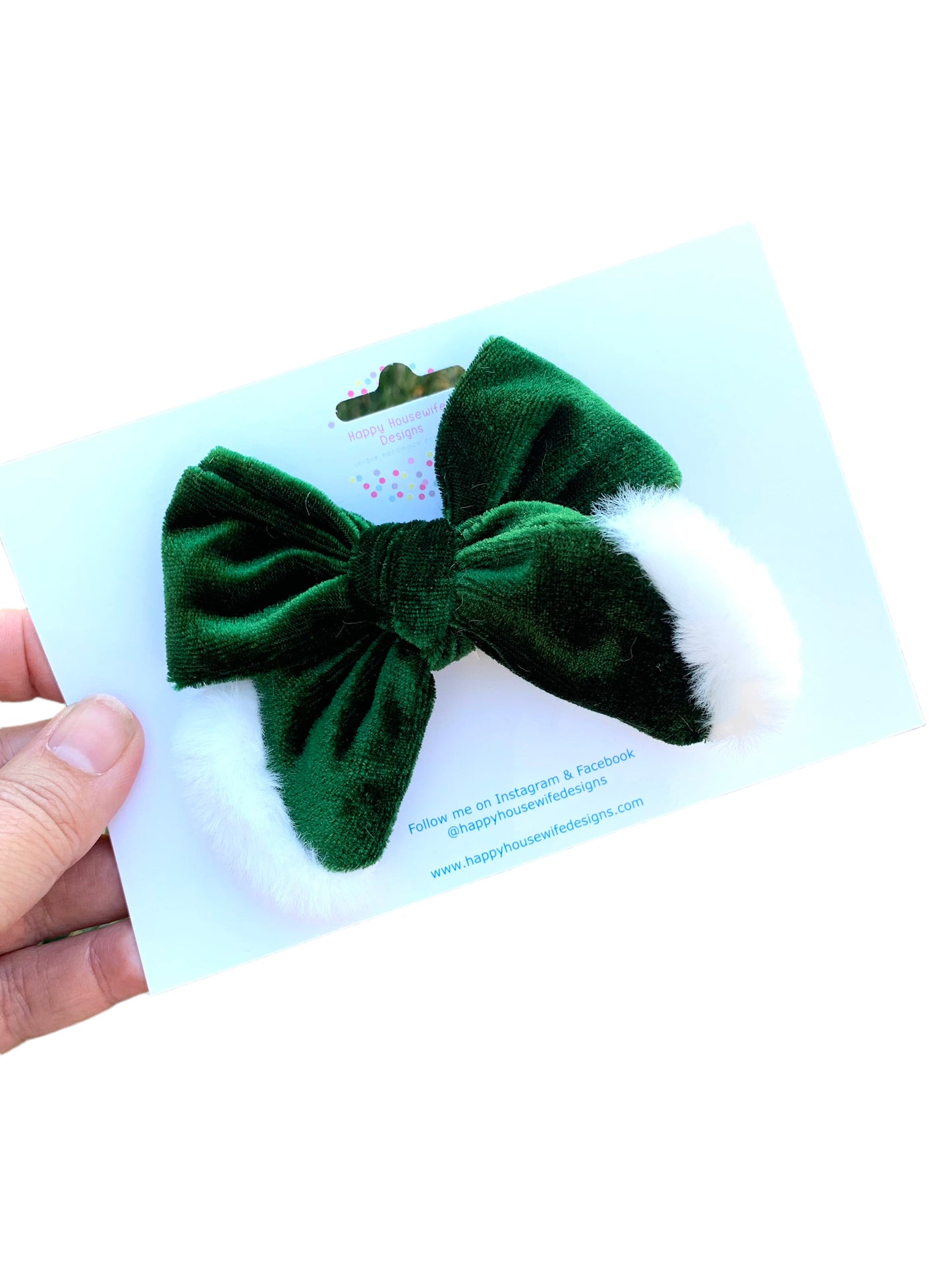 Green Velvet Santa Hair Bows