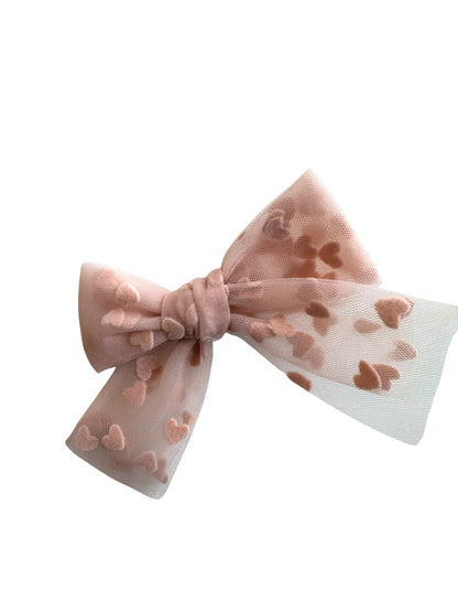 *New Tulle Heart Hair Bows