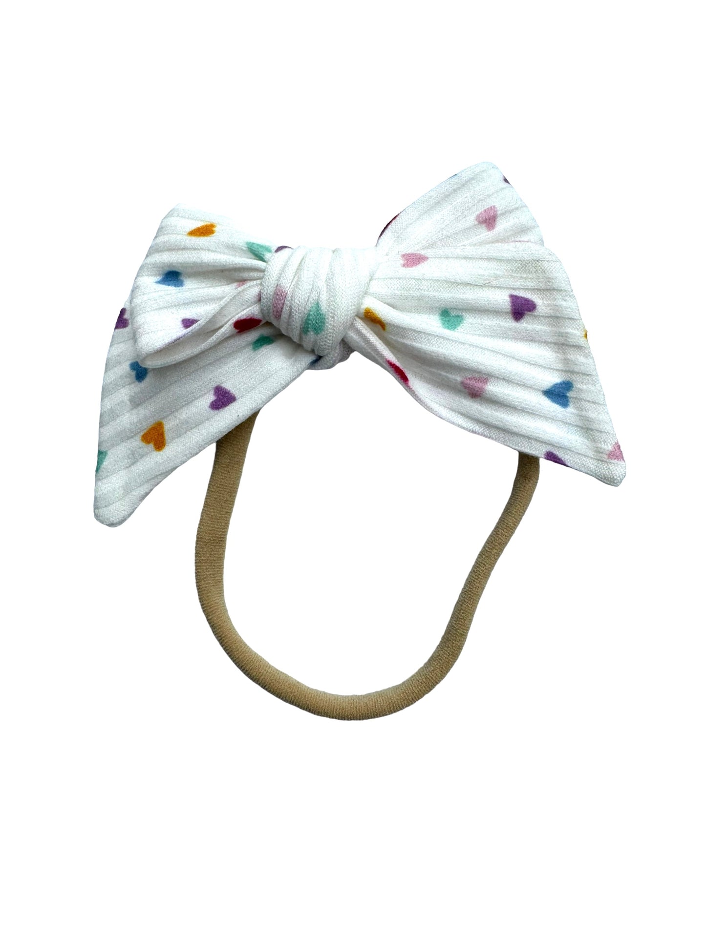 Rainbow Hearts Hair Bow