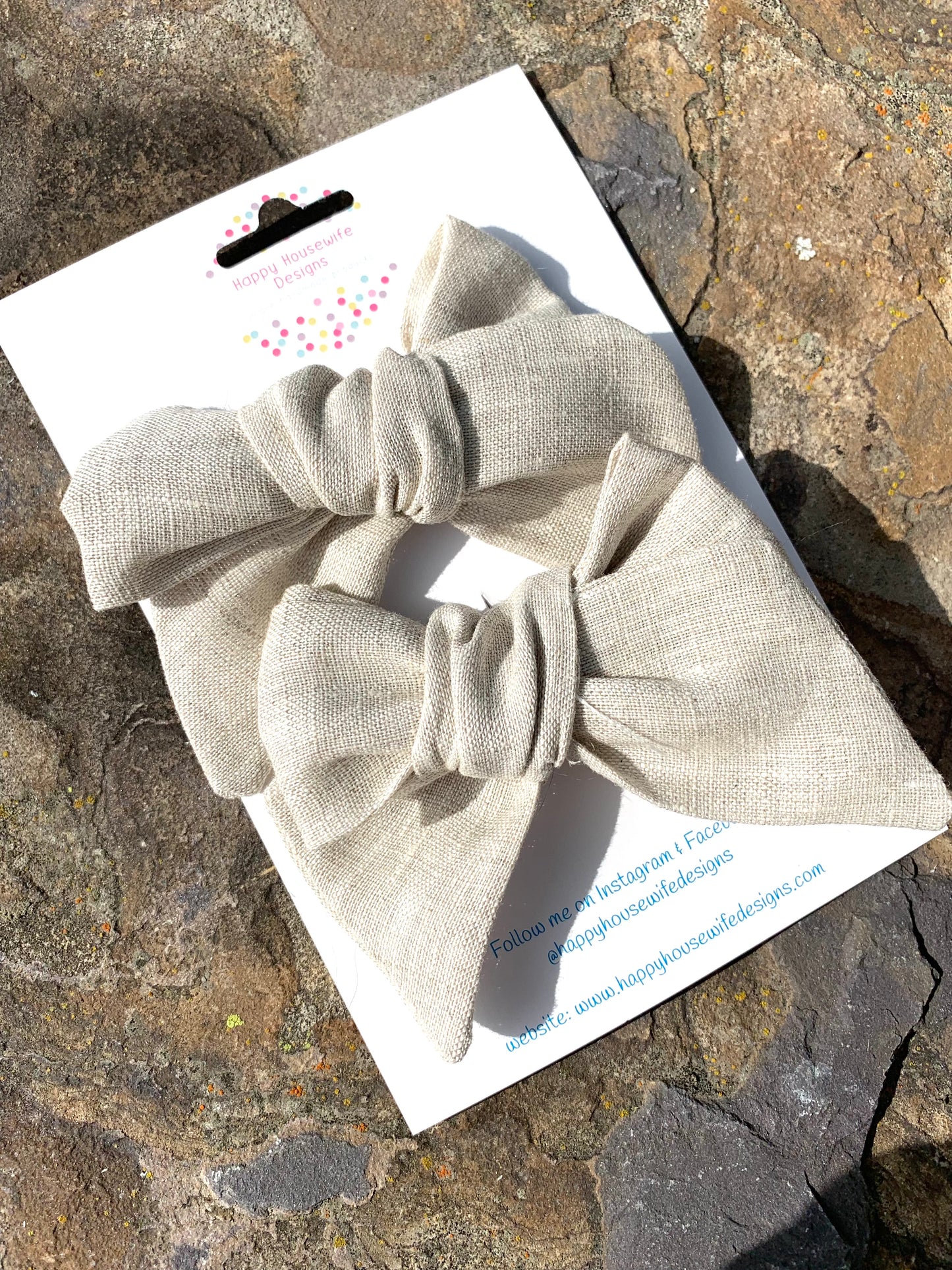 Linen Neutral Hair Bows