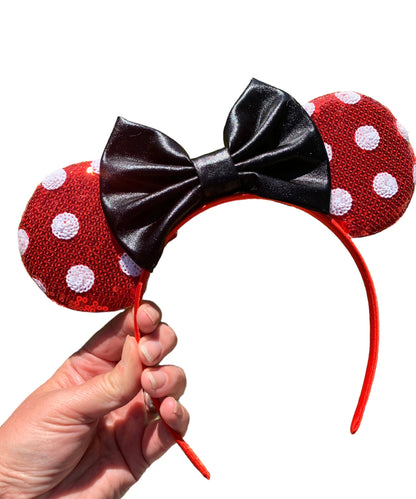 Red Polka Dot Mouse Ear Headband