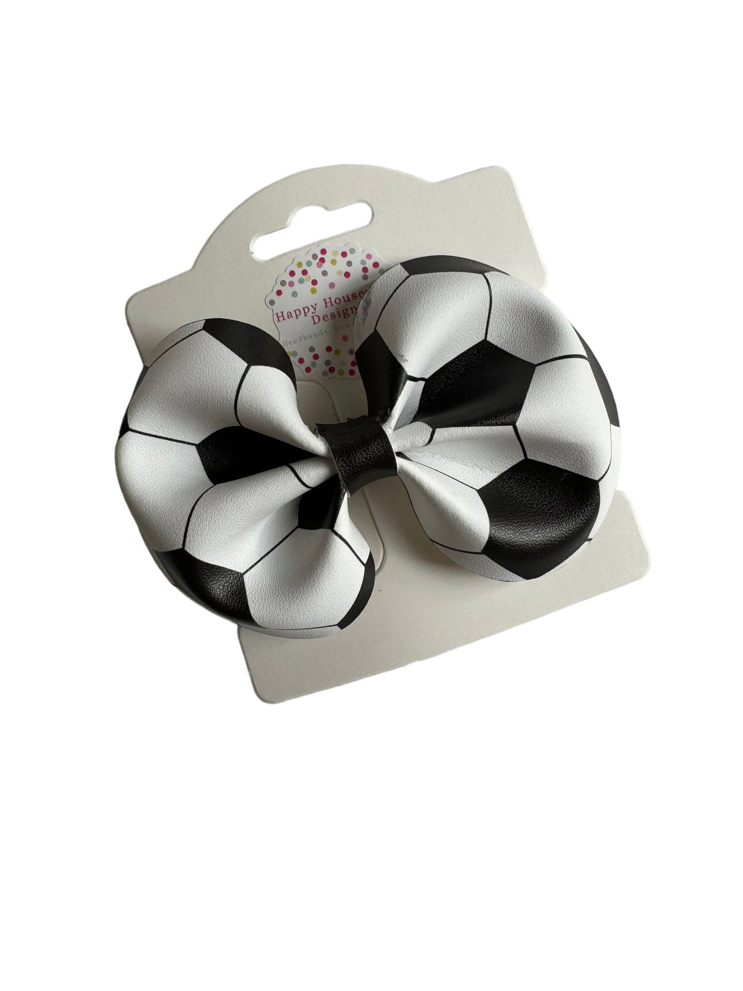 Soccer Faux Leather Hair Bows