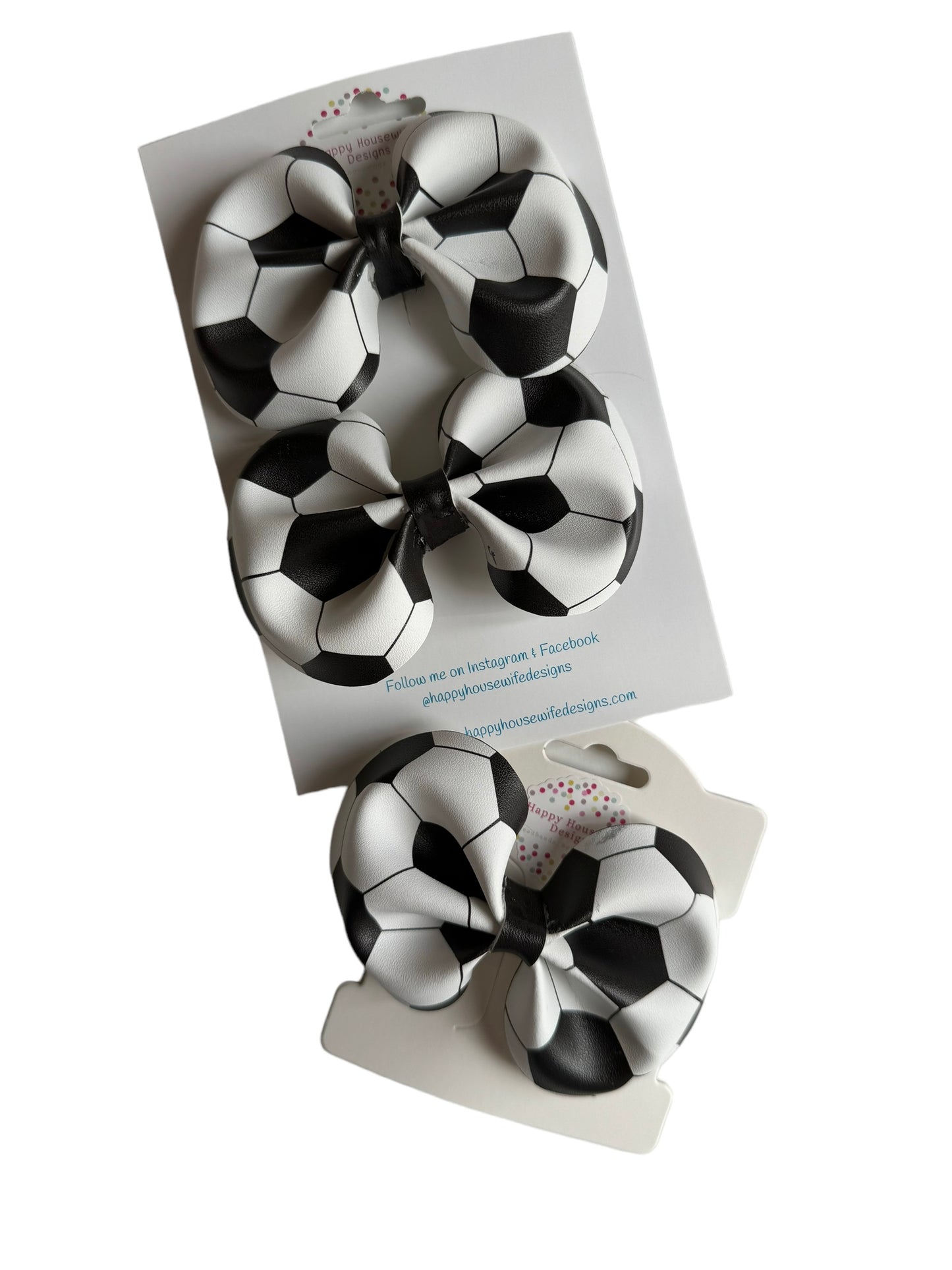 Soccer Faux Leather Hair Bows