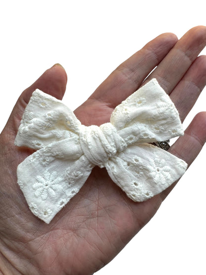 White Embroidered Lace Bows