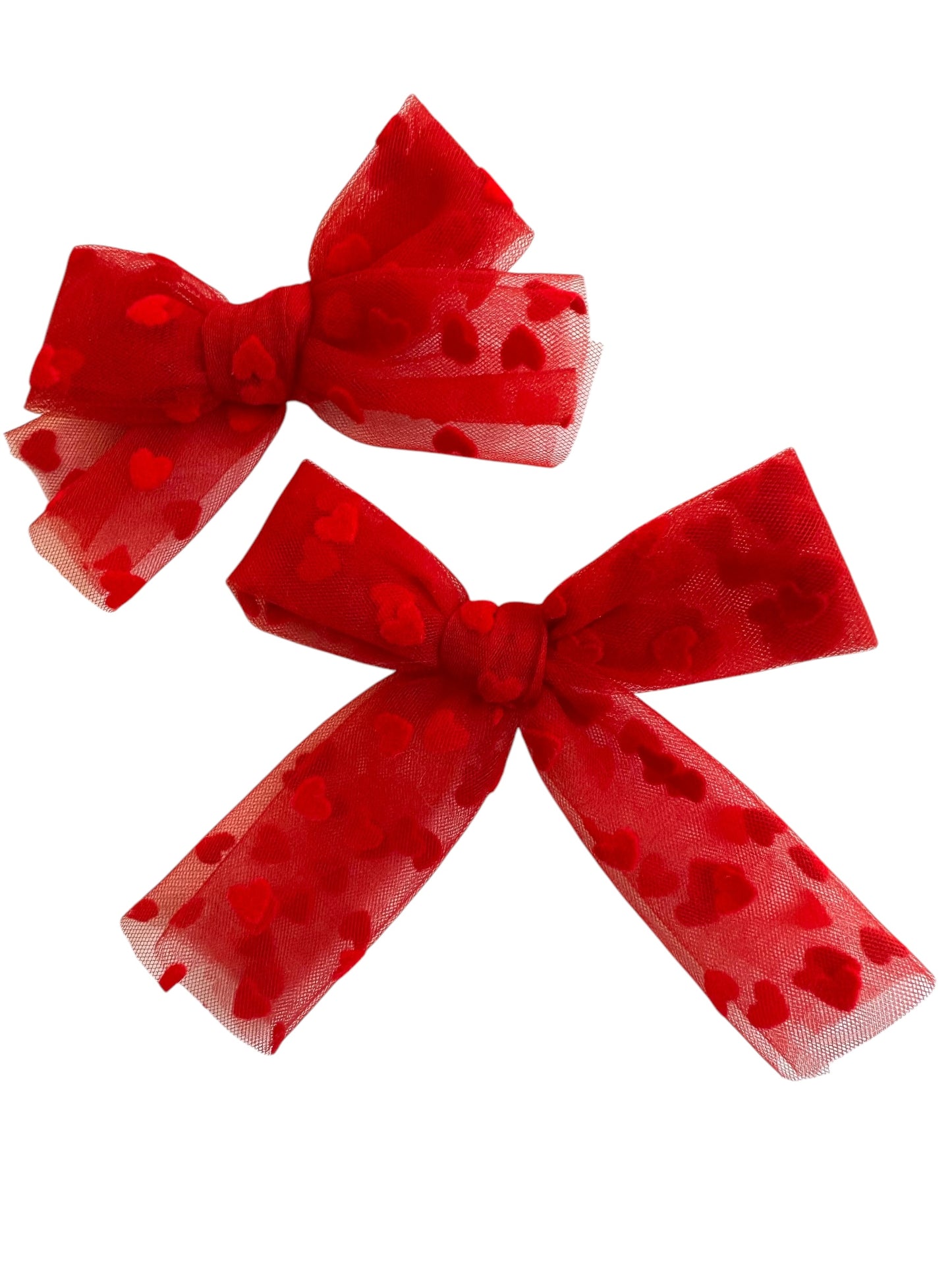 *New Tulle Heart Hair Bows