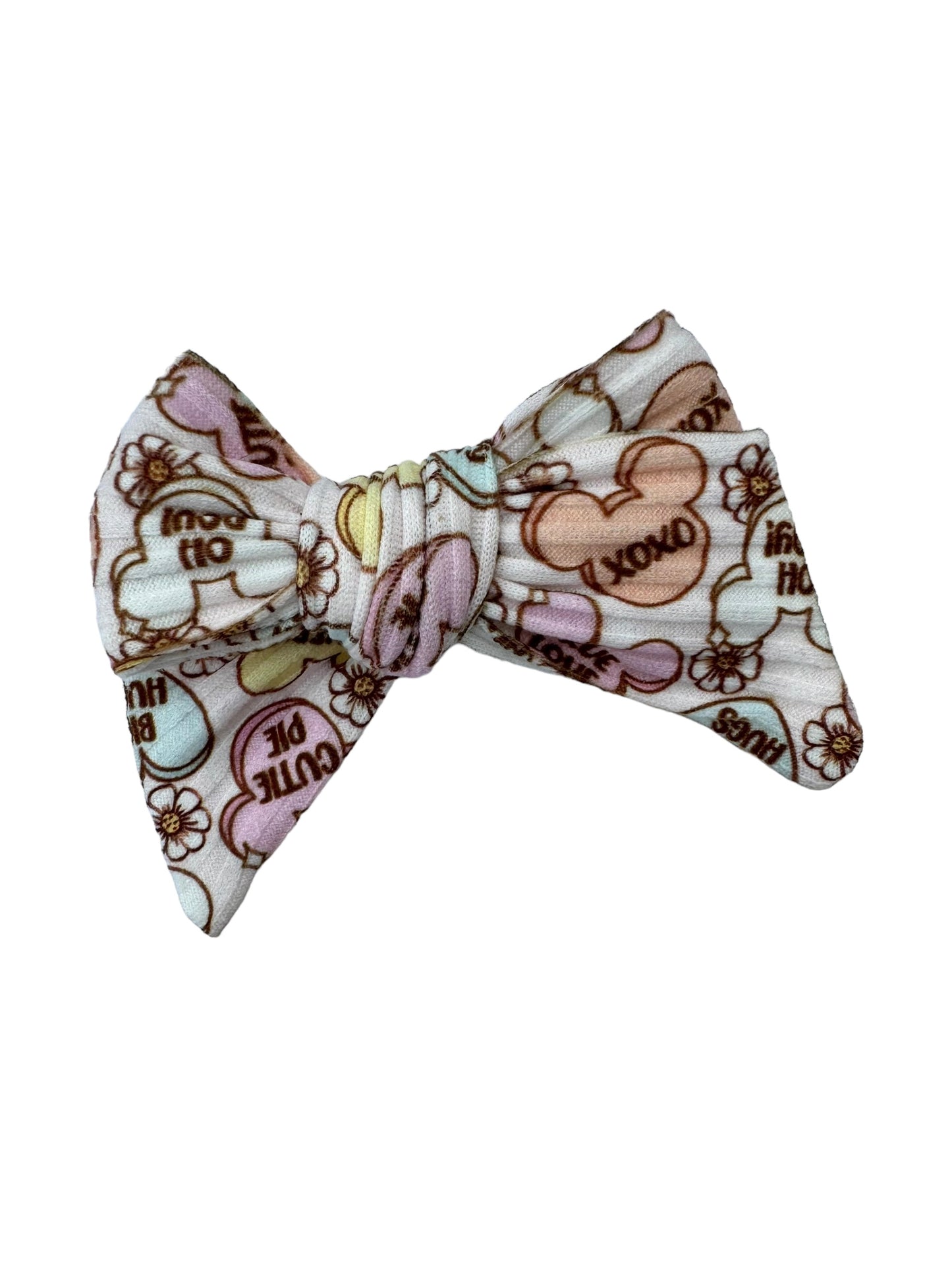 Mouse Conversation Hearts Hair Bow