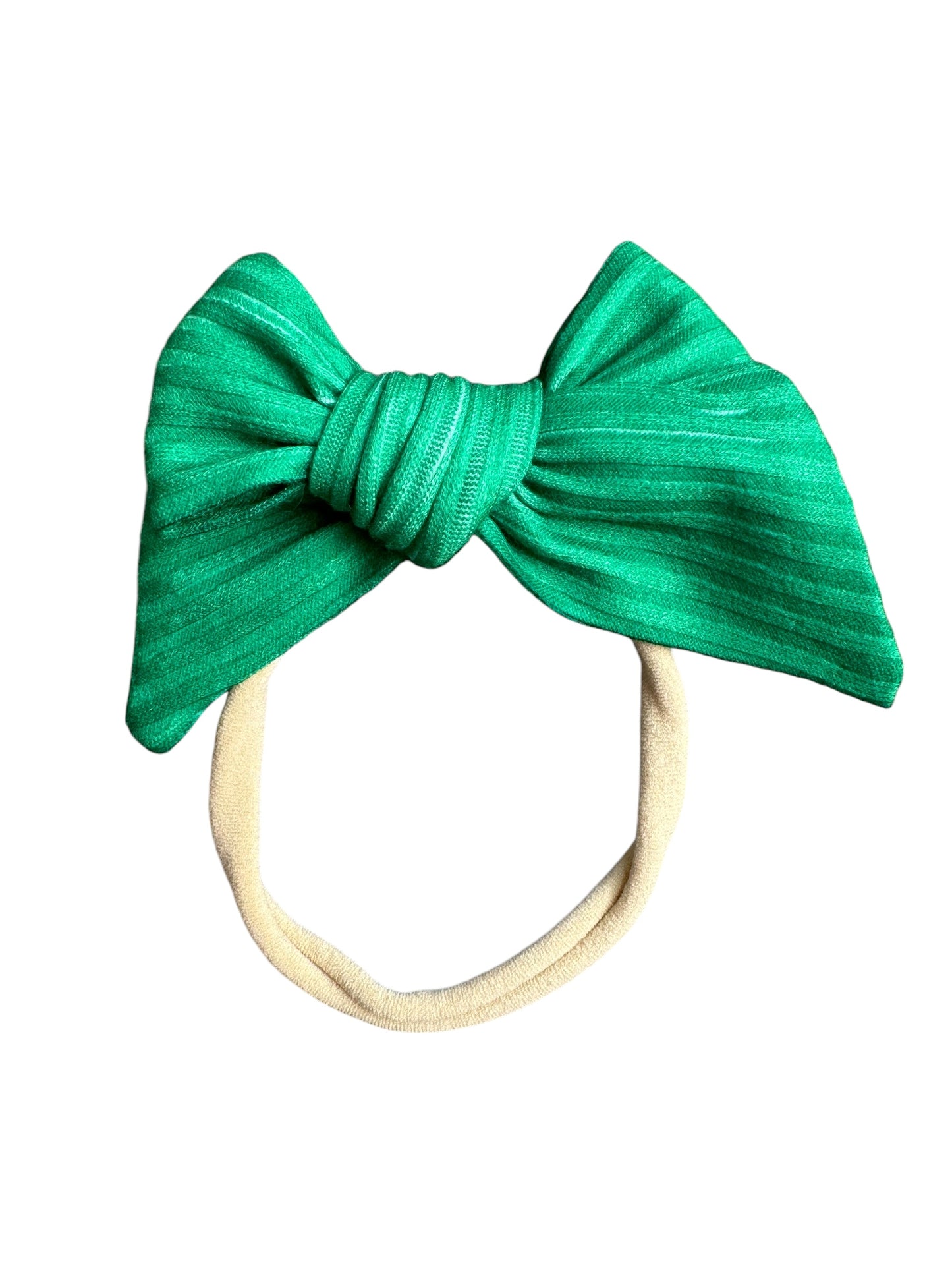 Green Fabric Hair Bows