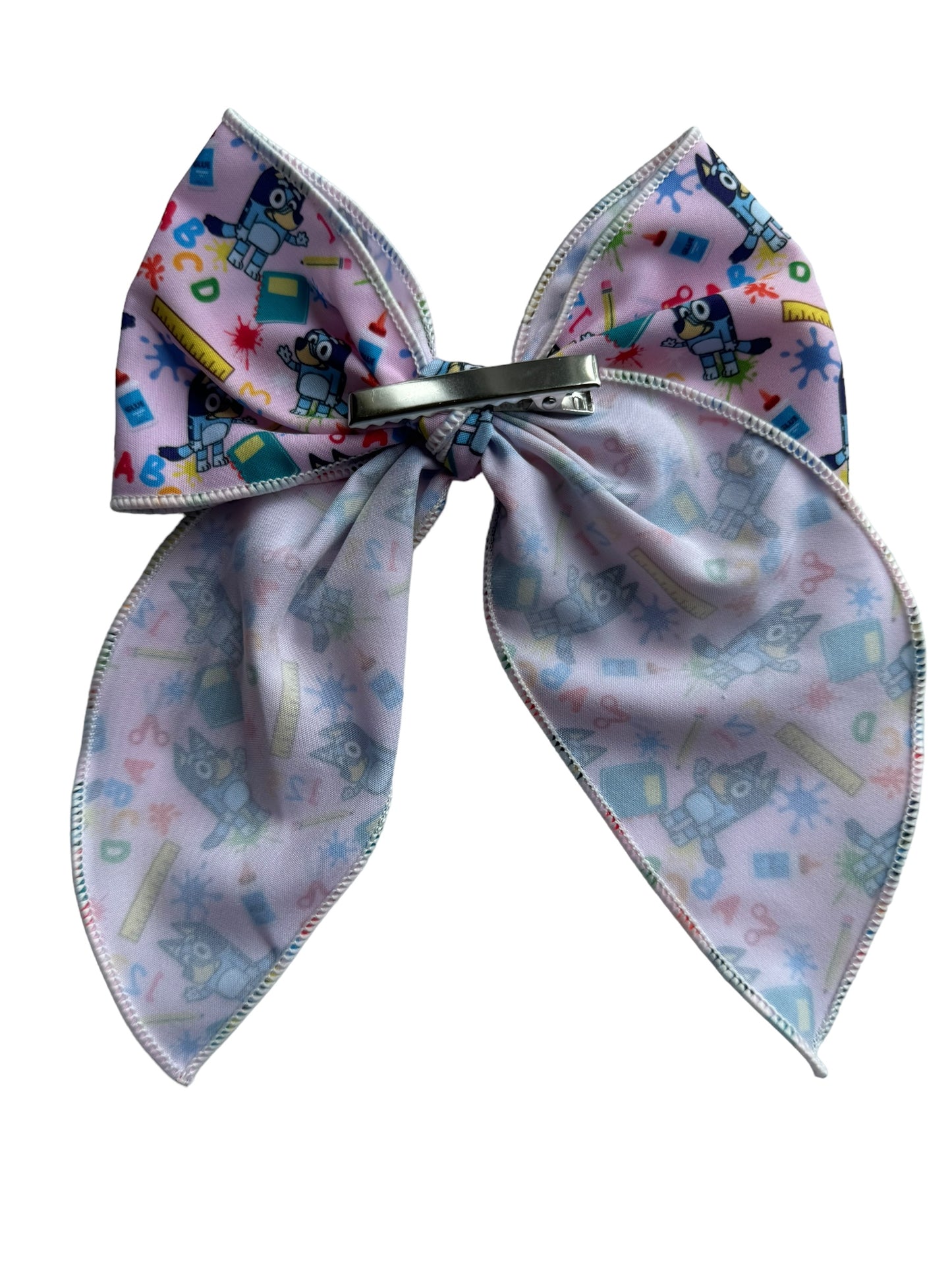 Blue Dog School Hair Bow