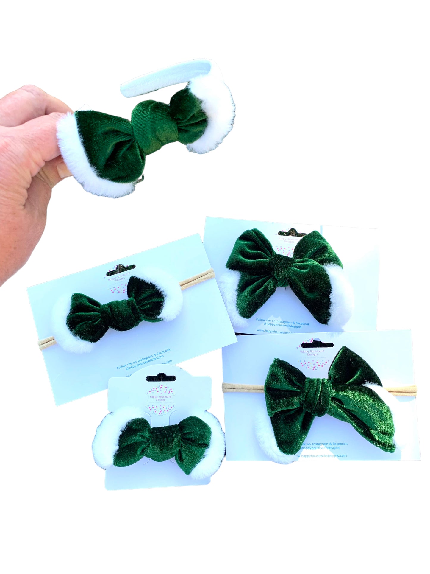 Green Velvet Santa Hair Bows