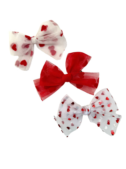 Tulle Heart Hair Bows