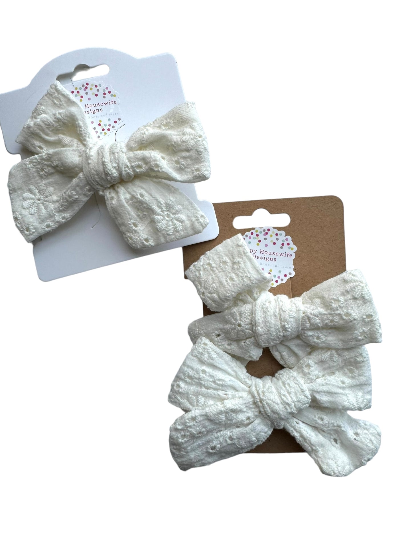 White Embroidered Lace Bows