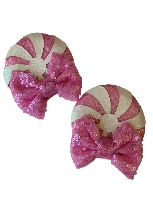 Pink Christmas Mouse Ear Clips