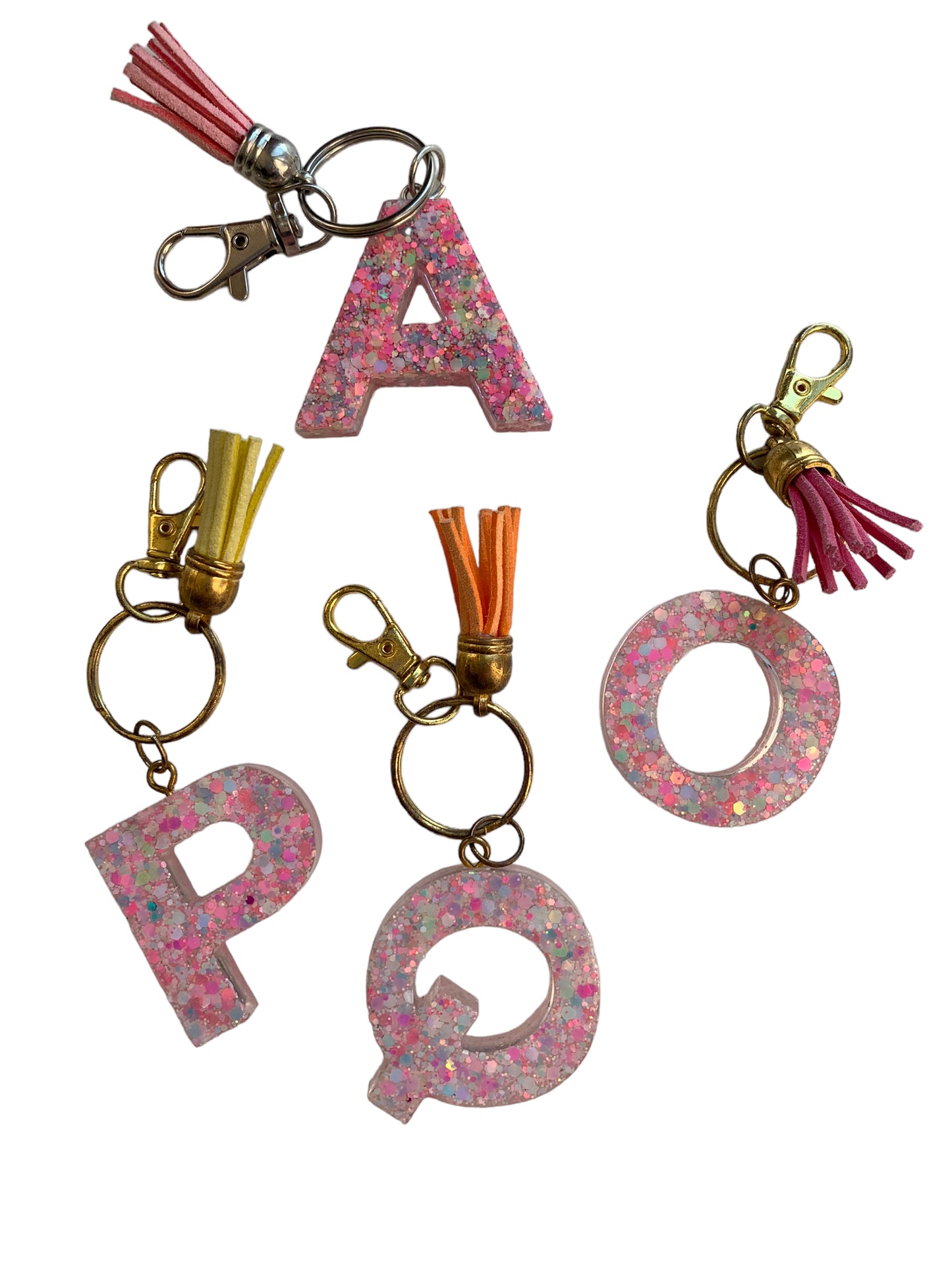 Pink Confetti Resin Letter Keychains