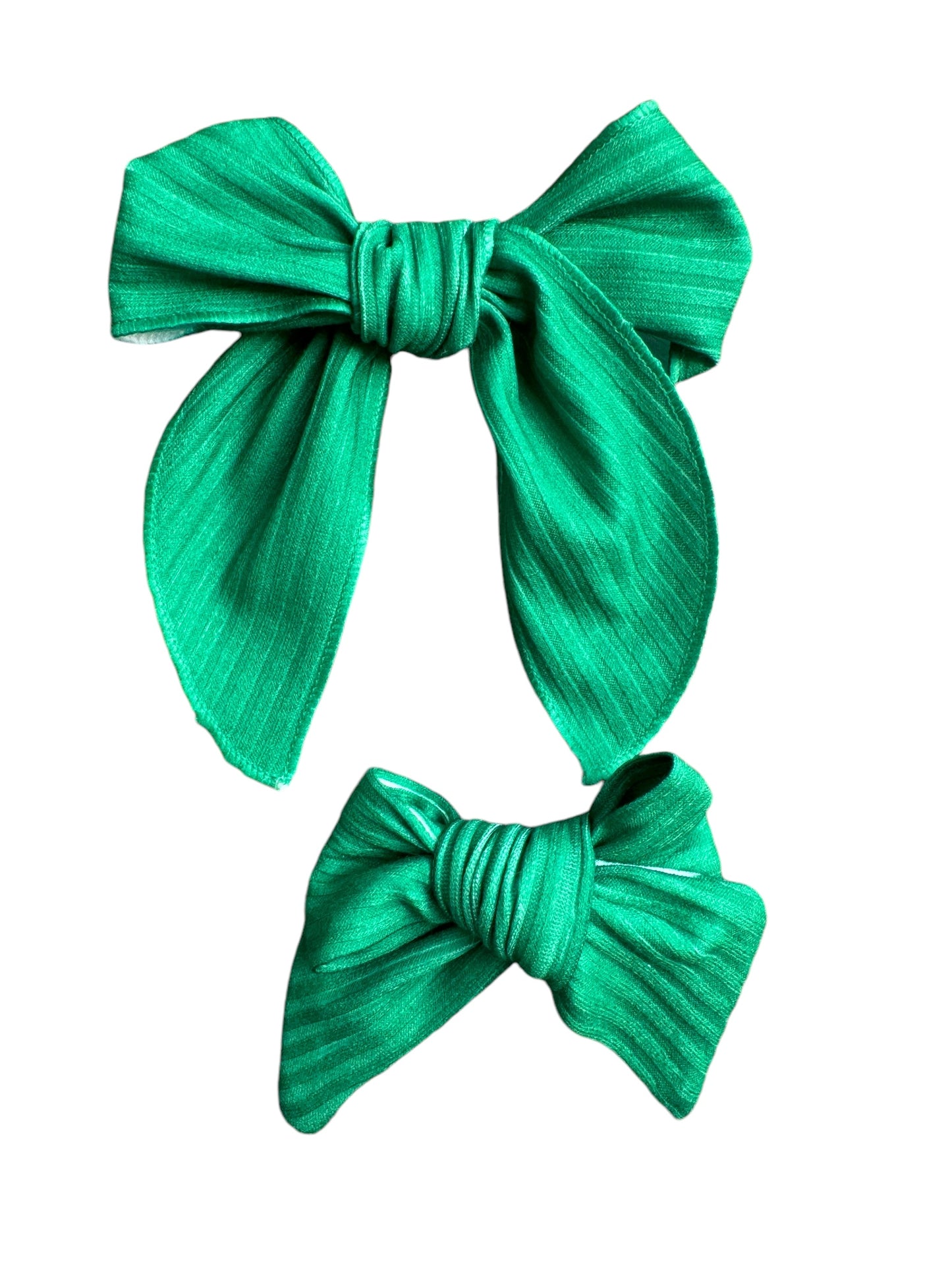 Green Fabric Hair Bows