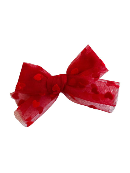 *New Tulle Heart Hair Bows