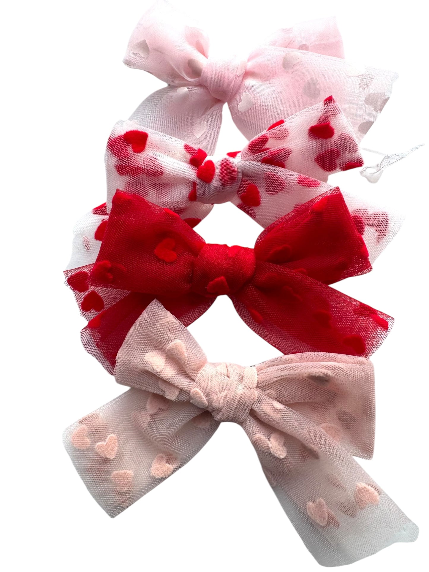 *New Tulle Heart Hair Bows