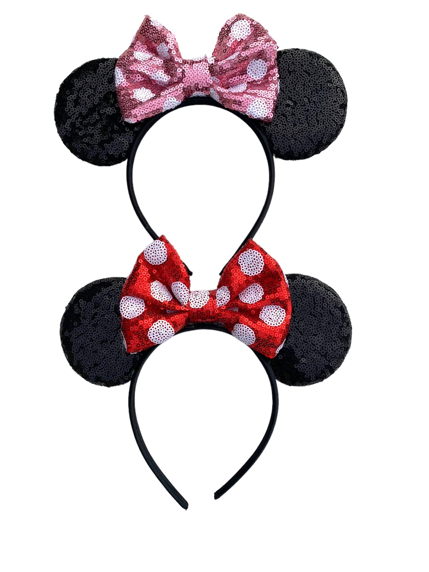 Chunky Red Polka Dot Bow Mouse Ear Headband