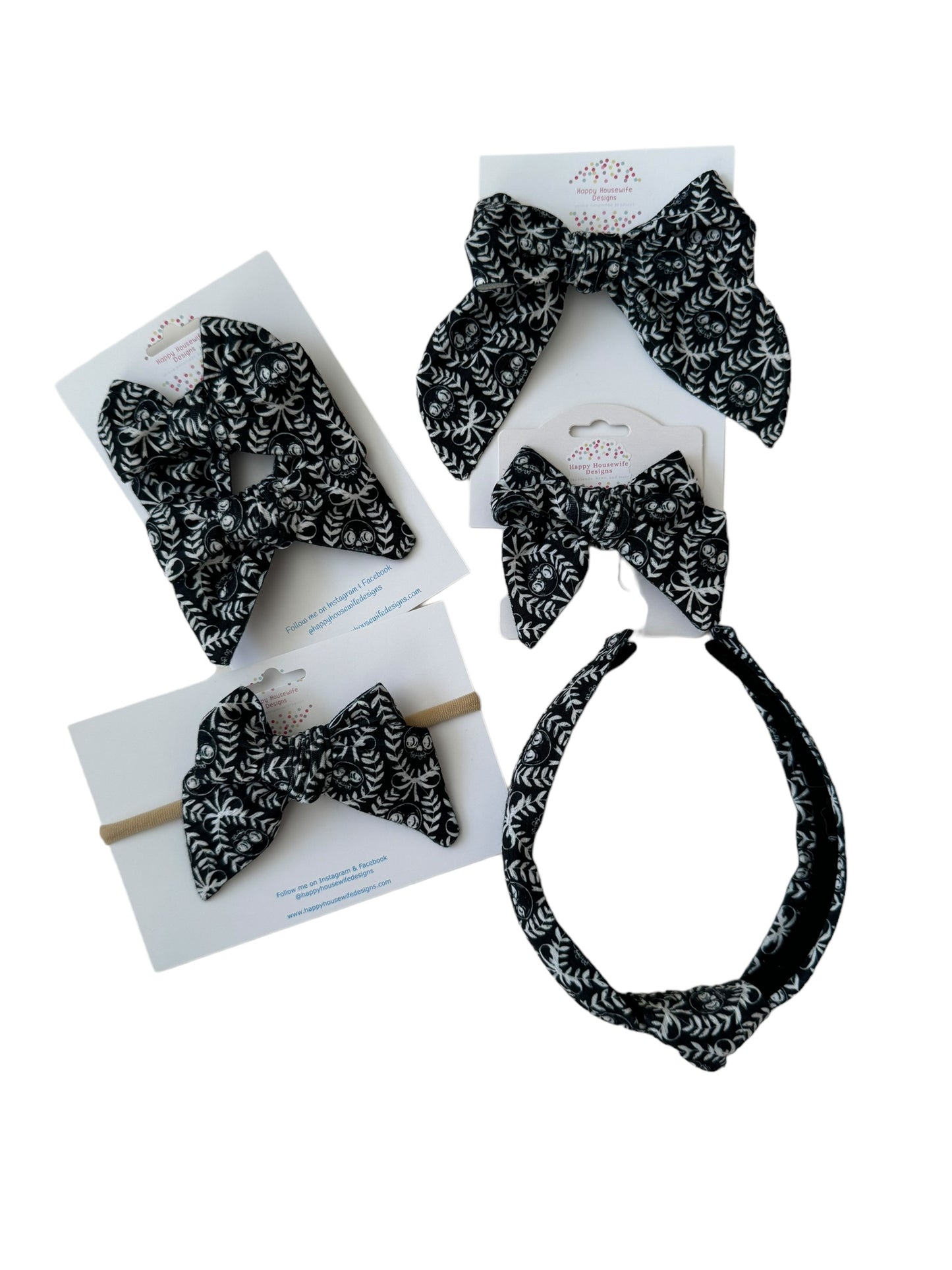 Black Skeleton Hair Bows