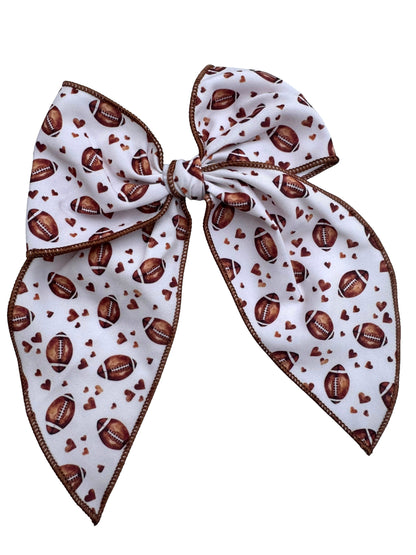 Footballs and Hearts Hair Bows