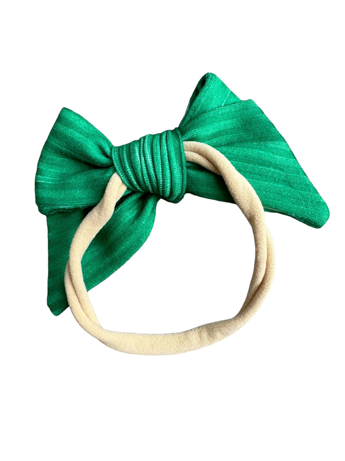 Green Fabric Hair Bows