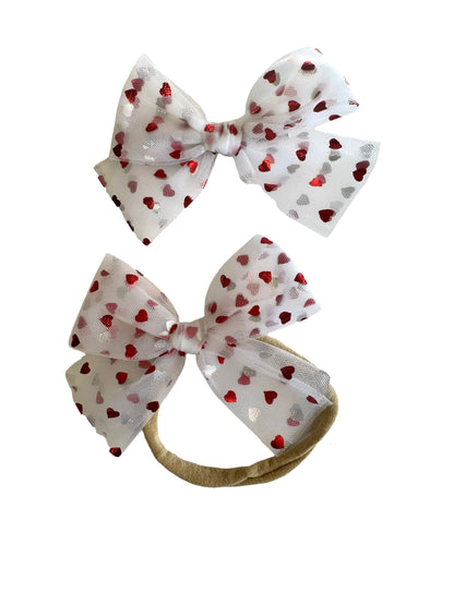 Tulle Heart Hair Bows