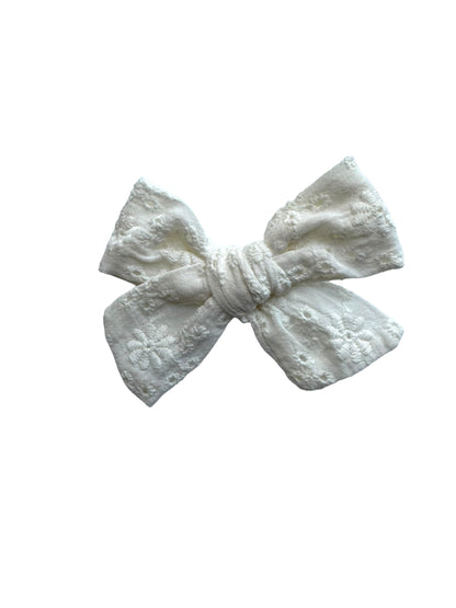 White Embroidered Lace Bows