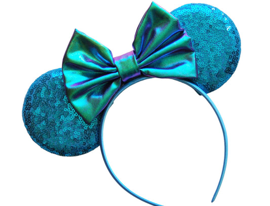 Aqua Blue Mouse Ear Headband