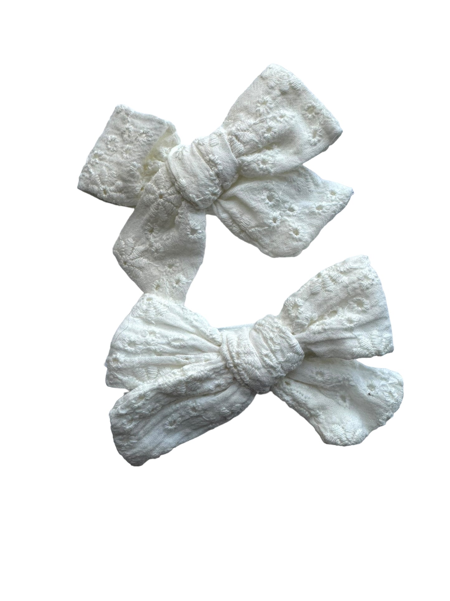 White Embroidered Lace Bows