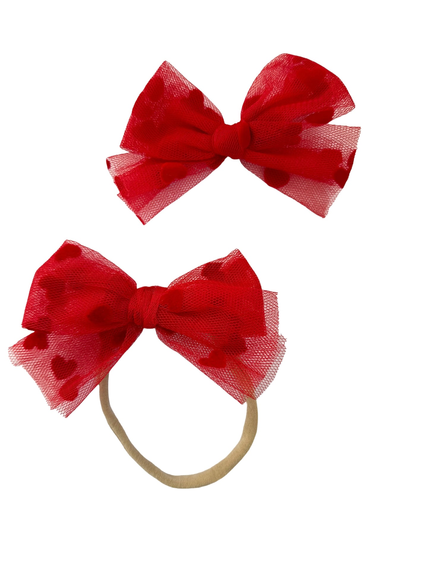 Tulle Heart Hair Bows