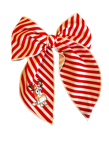 Candy Cane Orange Dog Hair Bow