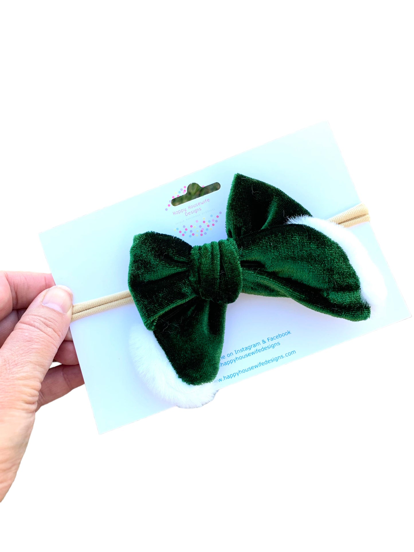 Green Velvet Santa Hair Bows