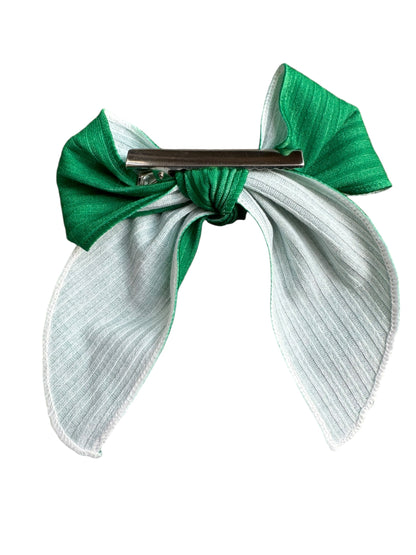 Green Fabric Hair Bows