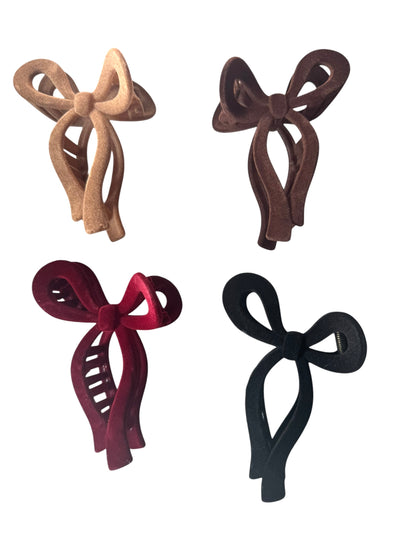 Velvet Bow Shaped Claw Clips