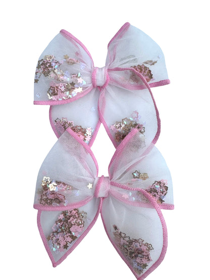 Pink Christmas Shaker Hair Bows