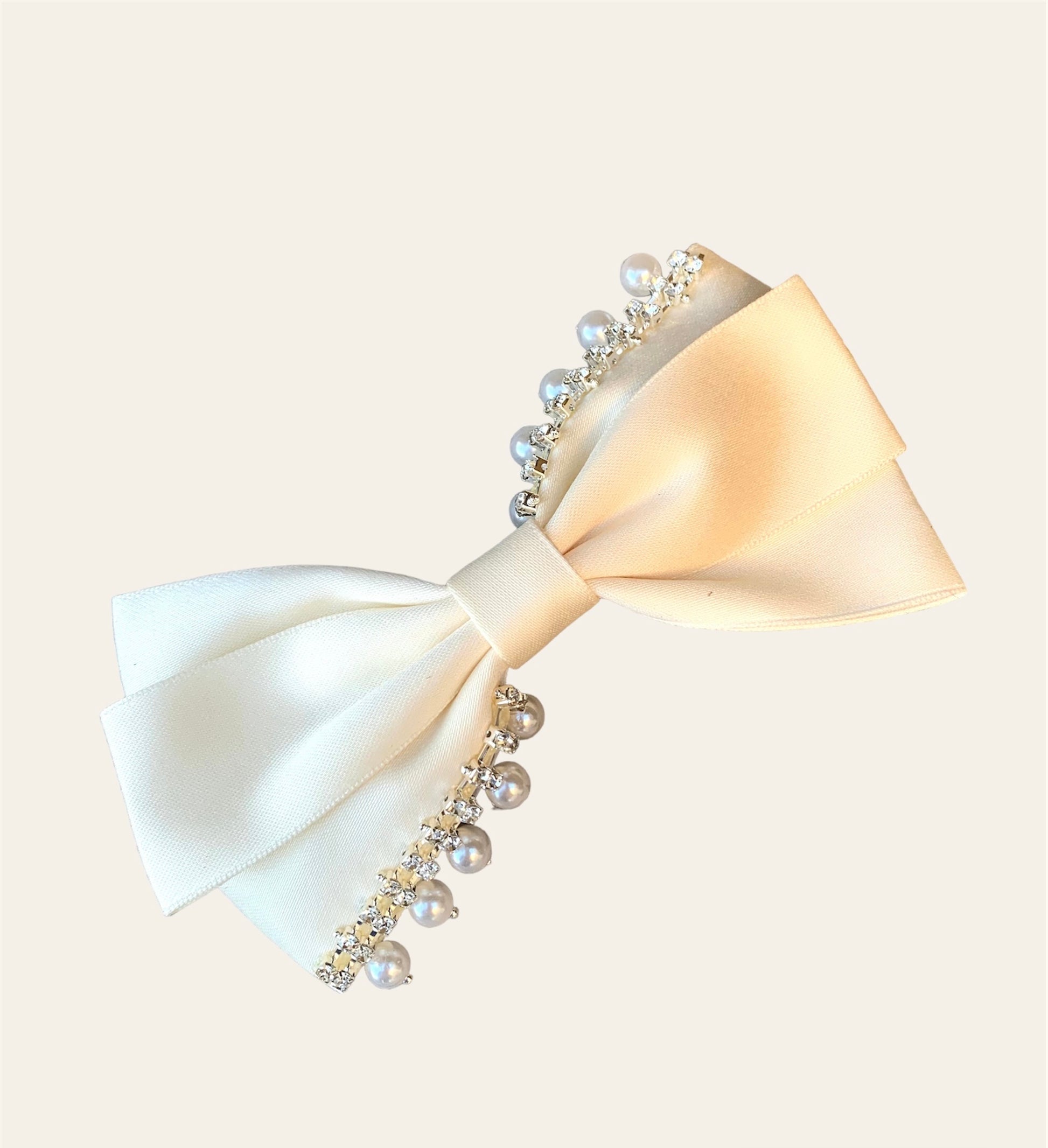 ivory satin and pearl hair clip