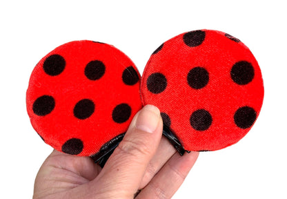 Red Polka Dot Mouse Ear Clips