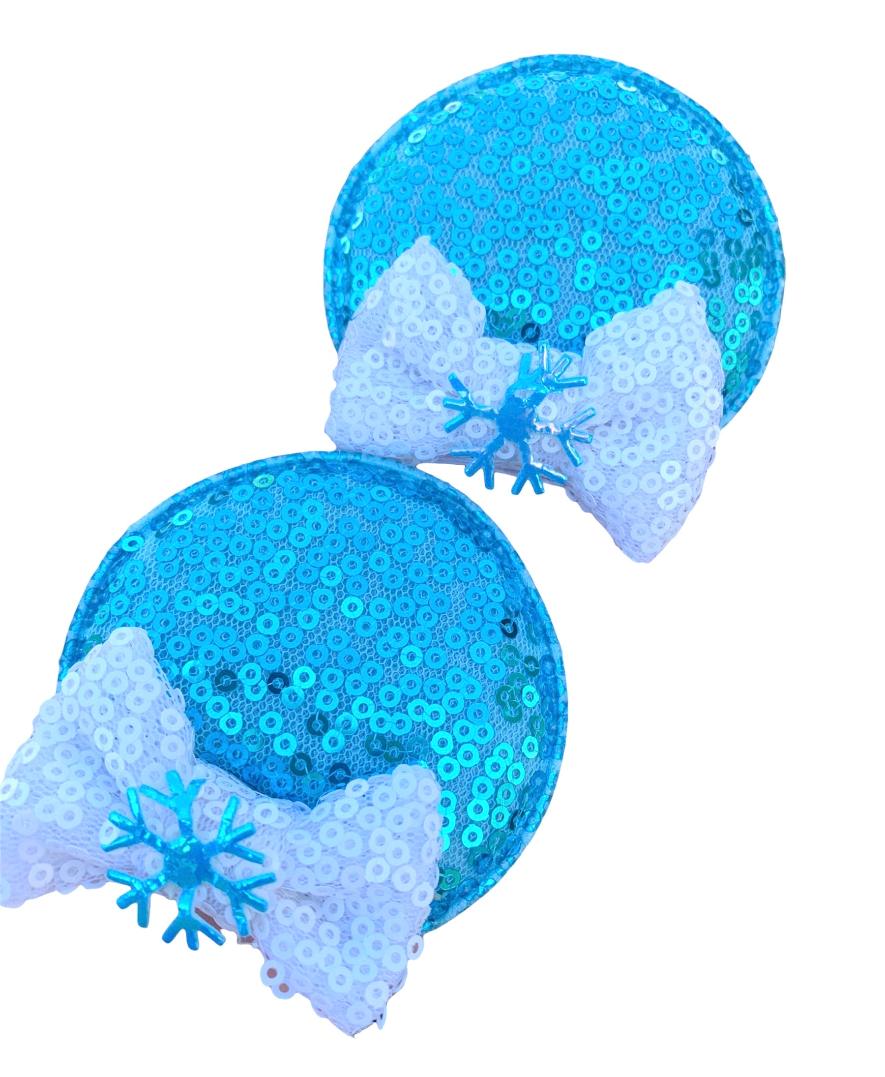 blue snowflake mouse ear clips 