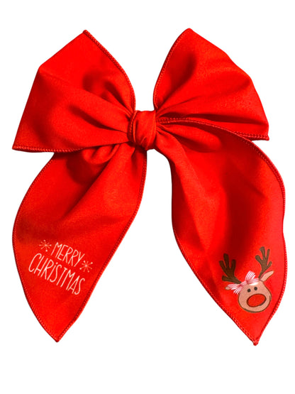 Red Reindeer Hair Bow