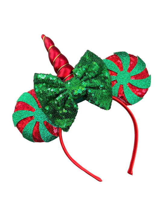 Holiday Unicorn Mouse Ear Headband