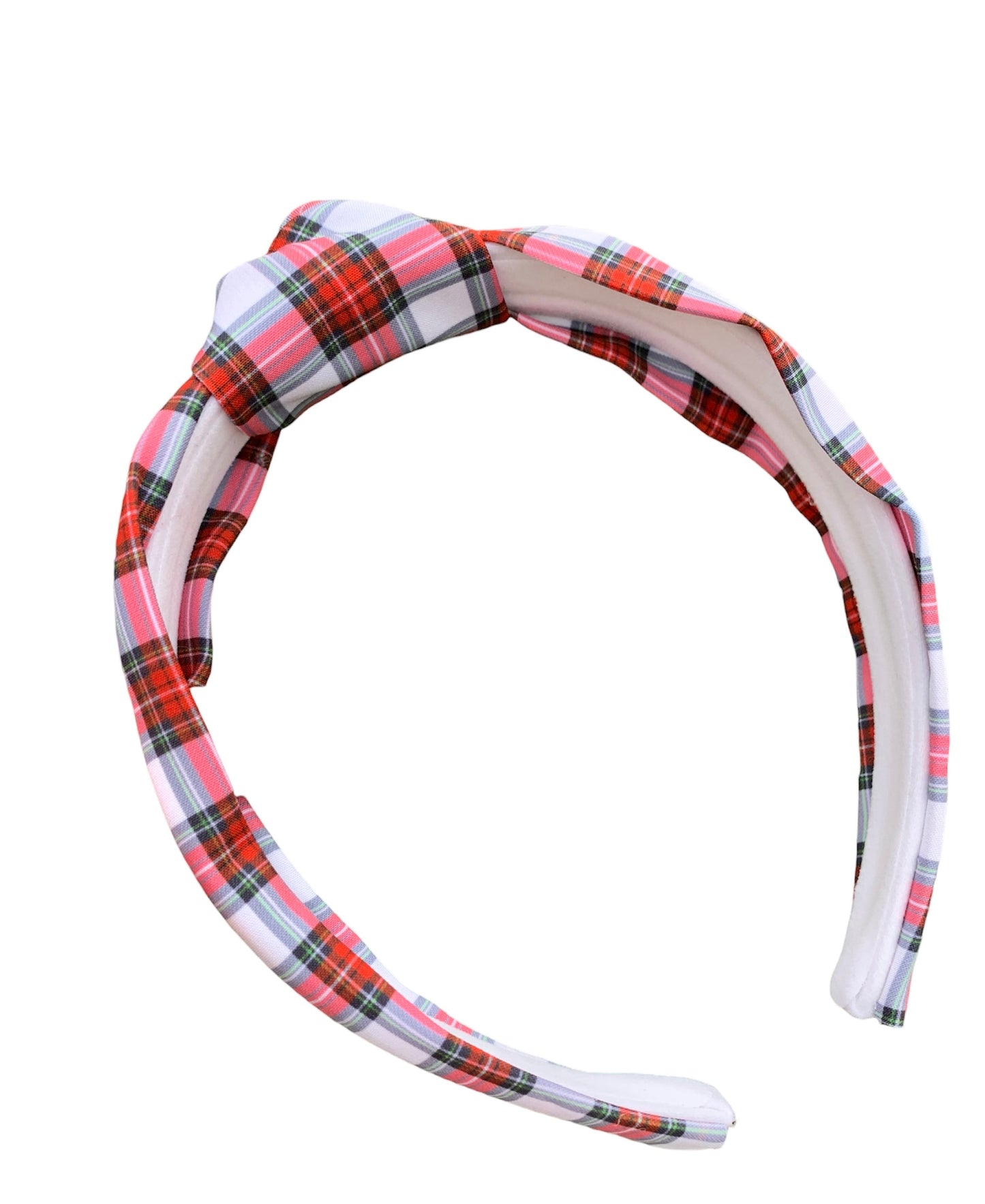 red plaid tie knot headband 