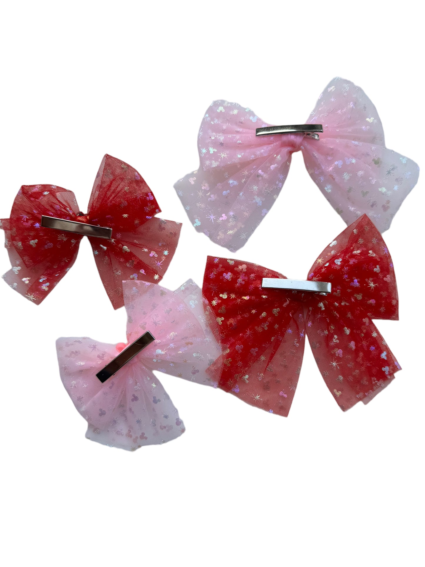 Pink or Red Tulle Mouse Hair Bows